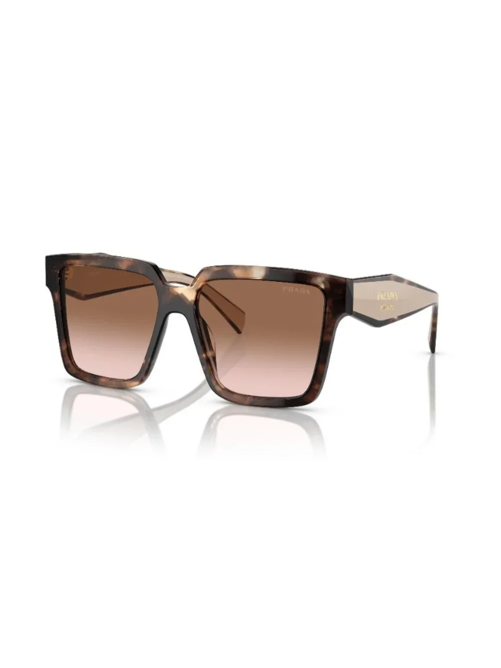 New Prada Women's Sunglasses Havana Square Brown Lens Acetate Frame PR 24ZS 56